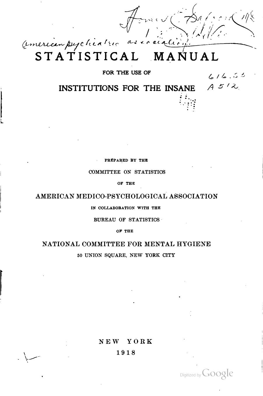 First American initiative in developing standardized diagnostic criteria